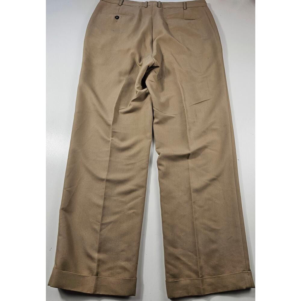 Lyle & Scott scottland performance slacks pleated beige khaki size 36x32 ^